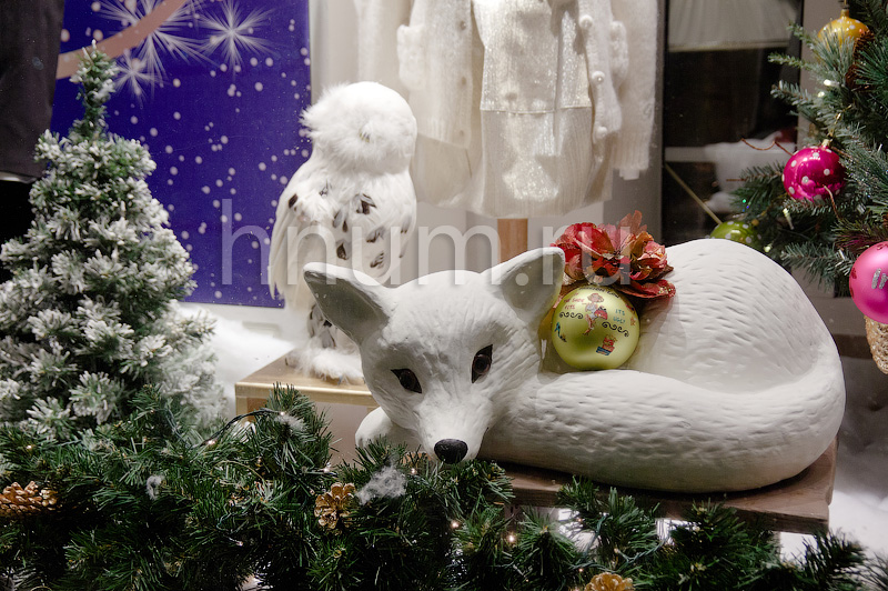 Зимнее (новогоднее и рождественское) оформление и дизайн витрин и интерьеров магазина-салона детской одежды Даниэль, Дорогомиловская 9 в Москве