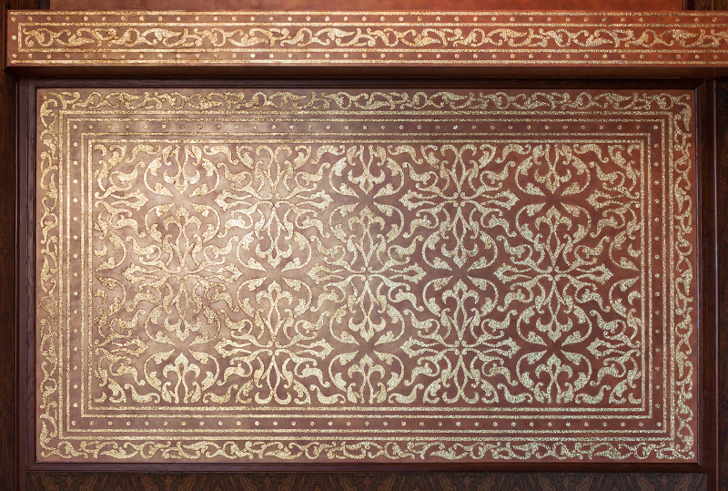 Декоративные трафаретные штукатурки с имиатцией покрытия позолотой (поталь) в мавританском стиле, живописные панно - на заказ - художественная мастерская БМ ХНУМ