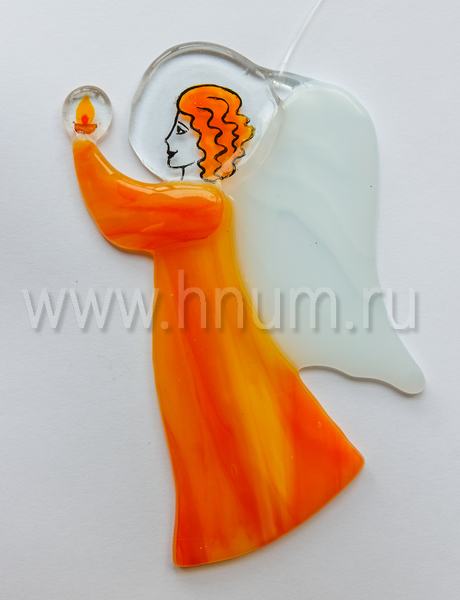 Ангелочек из цветного витражного стекла фьюзинг - Витражи в подарок - купить в интернет магазине БМ ХНУМ