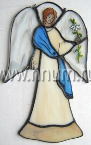 Витраж Ангел с лилией малый (фигурка, подвеска) - Витражи в подарок - купить в интернет магазине БМ ХНУМ