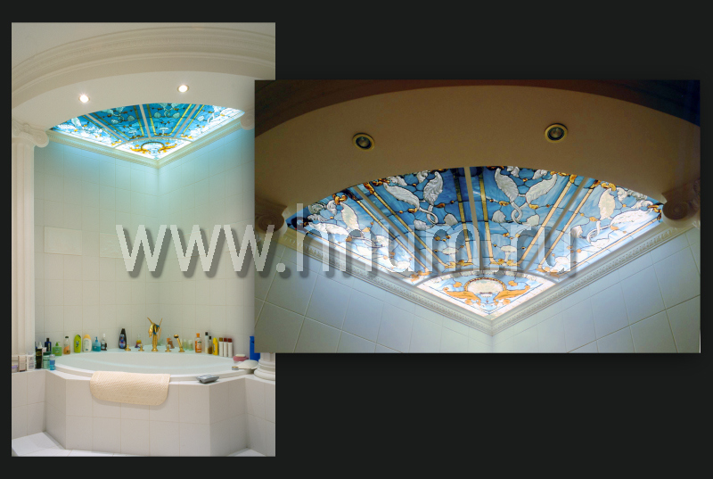 Витражный потолок в ванной комнате - изготовление витражных потолков на заказ